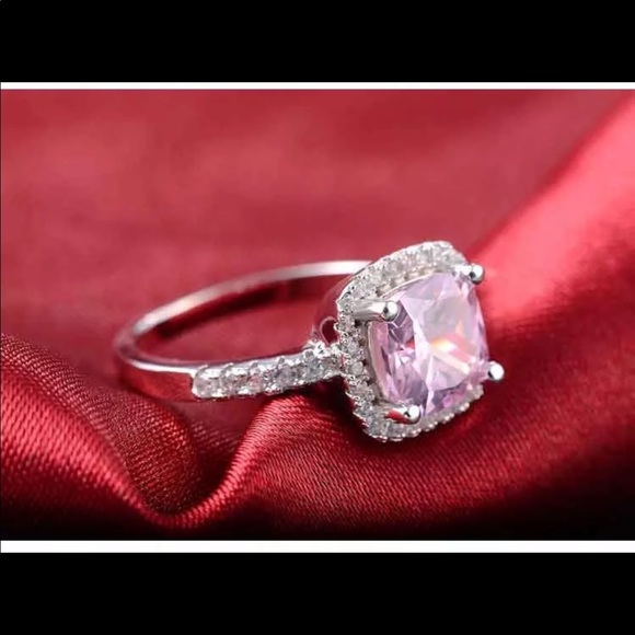 Pink silver ring + matching earrings - Picture 3 of 5